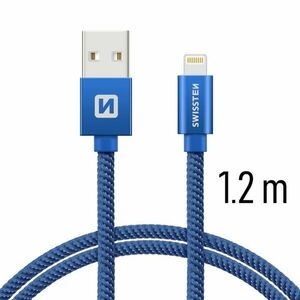 Datový kabel Swissten textilní s Lightning konektorem a podporou rychlonabíjení, Blue obraz