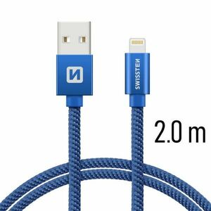 Datový kabel Swissten textilní s Lightning konektorem a podporou rychlonabíjení, Blue obraz