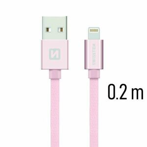 Datový kabel Swissten textilní s Lightning konektorem a podporou rychlonabíjení, Rose Gold obraz