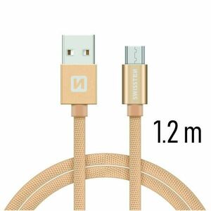 Datový kabel Swissten textilní s Micro-USB konektorem a podporou rychlonabíjení, Gold obraz