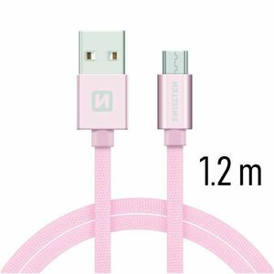 Datový kabel Swissten textilní s Micro-USB konektorem a podporou rychlonabíjení, Rose Gold obraz