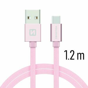 Datový kabel Swissten textilní s USB-C konektorem a podporou rychlonabíjení, Rose Gold obraz