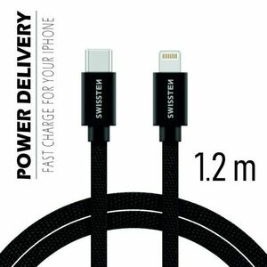 Datový kabel Swissten textilní s USB-C + Lightning konektory a podporou rychlonabíjení, Black obraz