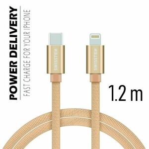 Datový kabel Swissten textilní s USB-C + Lightning konektory a podporou rychlonabíjení, Gold obraz