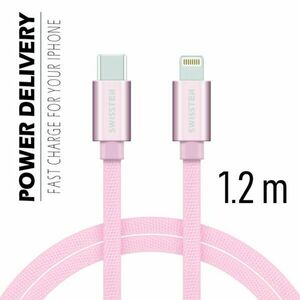 Datový kabel Swissten textilní s USB-C + Lightning konektory a podporou rychlonabíjení, Rose Gold obraz