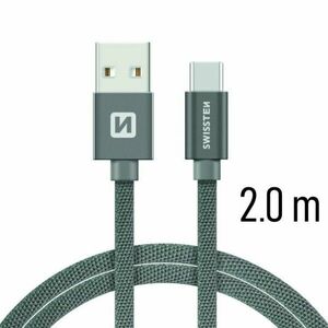 Datový kabel Swissten textilní s USB-C konektorem a podporou rychlonabíjení, Grey obraz