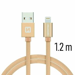 Datový kabel Swissten textilní s Lightning konektorem a podporou rychlonabíjení, Gold obraz