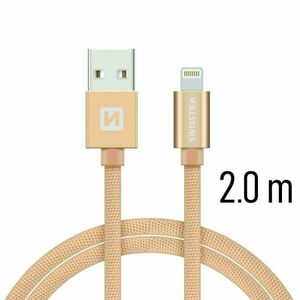 Datový kabel Swissten textilní s Lightning konektorem a podporou rychlonabíjení, Gold obraz