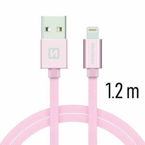 Datový kabel Swissten textilní s Lightning konektorem a podporou rychlonabíjení, Rose Gold obraz