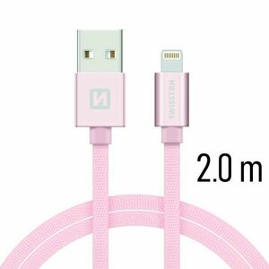 Datový kabel Swissten textilní s Lightning konektorem a podporou rychlonabíjení, Rose Gold obraz