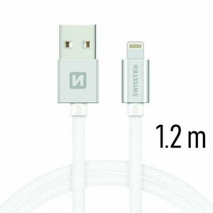 Datový kabel Swissten textilní s Lightning konektorem a podporou rychlonabíjení, Silver obraz