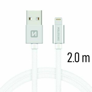 Datový kabel Swissten textilní s Lightning konektorem a podporou rychlonabíjení, Silver obraz