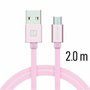 Datový kabel Swissten textilní s Micro-USB konektorem a podporou rychlonabíjení, Rose Gold obraz