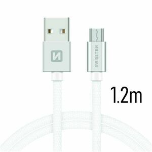 Datový kabel Swissten textilní s Micro-USB konektorem a podporou rychlonabíjení, Silver obraz