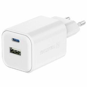 SWISSTEN GaN síťový adaptér 1x USB-C 45 W PD + 1x USB-A 18 W QC, bílý obraz