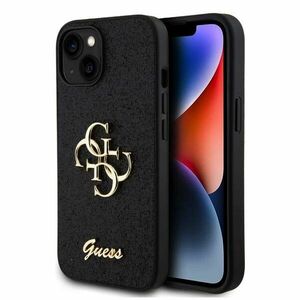 Guess PU Fixed Glitter 4G Metal Logo Zadní Kryt pro iPhone 13, black obraz