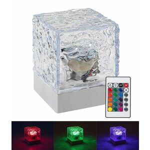 Rabalux Průhledná designová LED RGB stolní lampa Cubiko na baterie s DO 76022 obraz