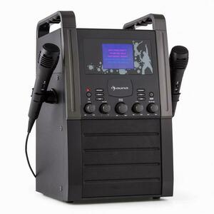 Auna KA8P-V2 BK, černá, karaoke systém s CD přehrávačem, AUX, 2 mikrofony obraz