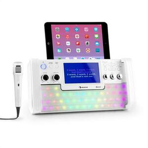 Auna DiscoFever, bílý, bluetooth karaoke systém, LED, 7 "TFT displej, CD, USB obraz