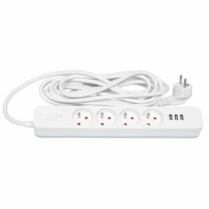 Ecolite Prodl. přív.3x1.5mm2, 1.5m, 4zásuvky, 3xUSB 2.4A s vyp. FU4-1.5 obraz