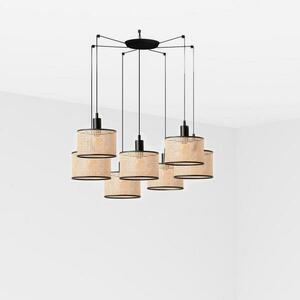 FARO MAMBO závěsné svítidlo, černá/ratan, pr.210 7L obraz
