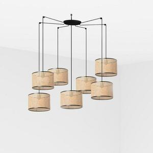 FARO MAMBO závěsné svítidlo, černá/ratan, pr.320 7L obraz
