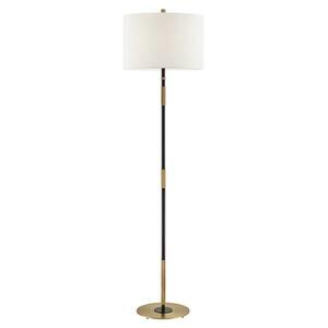 HUDSON VALLEY stojací lampa BOWERY mosaz/textil starobronz/bílá E27 1x20W L3724-AOB-CE obraz