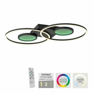 LEUCHTEN DIREKT is JUST LIGHT LED stropní svítidlo černé s RGB efekty, CCT stmívatelné s dálkovým ovládáním 3000-6500K LD 15160-18 obraz