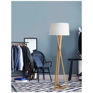 NOVA LUCE stojací lampa SALINO stínidlo slonovinová bílá přírodní dřevo E27 1x12W 230V IP20 bez žárovky 9145071 obraz