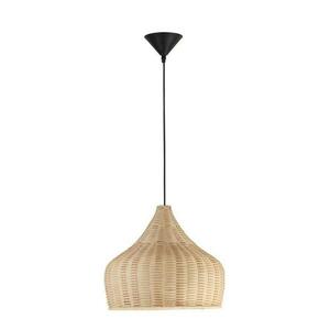 NOVA LUCE závěsné svítidlo MIA přírodní ratan a dřevo černý kabel E27 1x12W IP20 bez žárovky 9594341 obraz