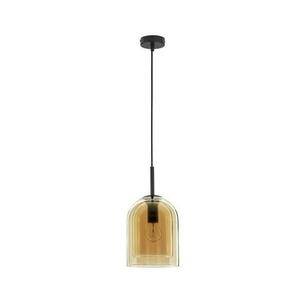 NOVA LUCE závěsné svítidlo VELOR dvouvrstvé šampaň sklo černý kabel černá kovová základna E27 1x12W 230V IP20 bez žárovky 9236730 obraz