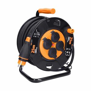 Solight prodlužovací přívod - na bubnu, 4 zásuvky, 25m kabel guma-neopren, 3x 2, 5mm2, IP44 PB41 obraz