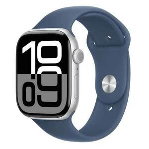 Apple Watch Series 10 GPS 42 mm Silver Aluminium Case with Denim Sport Band – S/M obraz