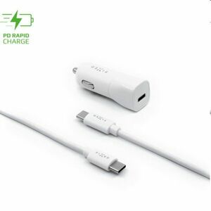 FIXED Autonabíječka USB-C s kabelem USB/USB-C, PD, 1m, 18 W, bílá obraz