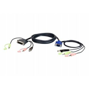 ATEN VGA USB to DVI KVM Cable 3m KVM kabel Černá, Modrá 2L-7DX3U obraz