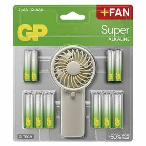 EMOS Kapesní větráček + alkalické baterie GP Super AA 12 ks + AAA 12 ks B0161M obraz