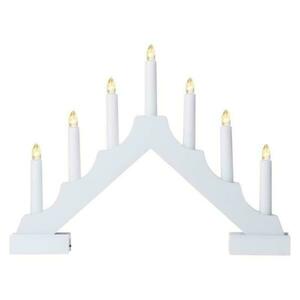 EMOS LED svícen dřevěný bílý, 29 cm, 2x AA, vnitřní, teplá bílá, časovač DCAW12 obraz