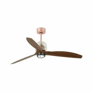 FARO DECO FAN M LED, měď/dřevo, stropní LED ventilátor s DC motorem obraz