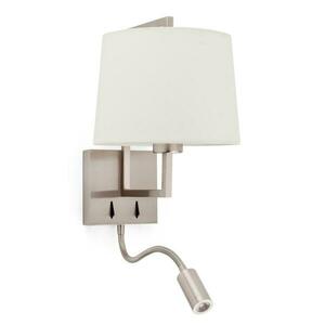 FARO FRAME nástěnná lampa, nikl/béžová, se čtecí lampičkou obraz