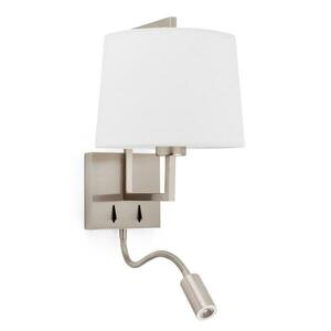FARO FRAME nástěnná lampa, nikl/bílá, se čtecí lampičkou obraz