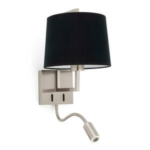 FARO FRAME nástěnná lampa, nikl/černá, se čtecí lampičkou obraz