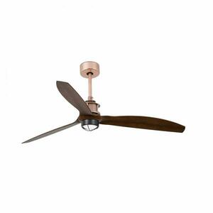 FARO JUST FAN M LED, měď/dřevo, stropní LED ventilátor s DC motorem obraz