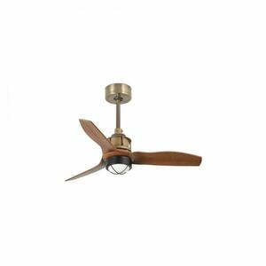 FARO JUST FAN XS LED, starozlatá/dřevo, stropní ventilátor 81cm obraz