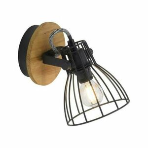 LEUCHTEN DIREKT is JUST LIGHT stropní svítidlo přírodní dřevo černá 1 ramenné otočné industriální design LD 15117-18 obraz