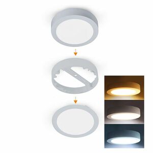 Solight LED mini panel koupelnový 2v1, 3CCT, podhledový/přisazený, 12W, 1020lm, IP54, stříbrná, kulatý WD240-S obraz