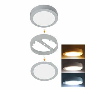 Solight LED mini panel koupelnový 2v1, 3CCT, podhledový/přisazený, 24W, 2040lm, IP54, stříbrná, kulatý WD244-S obraz