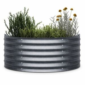 Blumfeldt High Grow Half Circle, půlkruhový vyvýšený záhon, 105x43x60 cm, z vlnitého ocelového plechu, snadná montáž, odolný vůči rzi a mrazu obraz