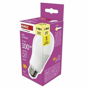 EMOS LED žiarovka Classic A60 / E27 / 13 W (100 W) / 1521 lm / Teplá bílá obraz