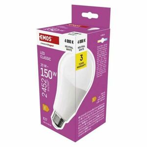 EMOS LED žiarovka Classic A80 / E27 / 20 W (150 W) / 2452 lm / Neutrálna bílá obraz