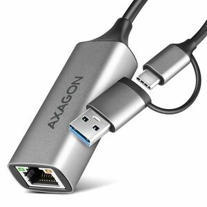 AXAGON ADE-TXCA, USB-C + USB-A 3.2 Gen 1 - Gigabit Ethernet sieťová karta, Asix AX88179, auto inštal obraz